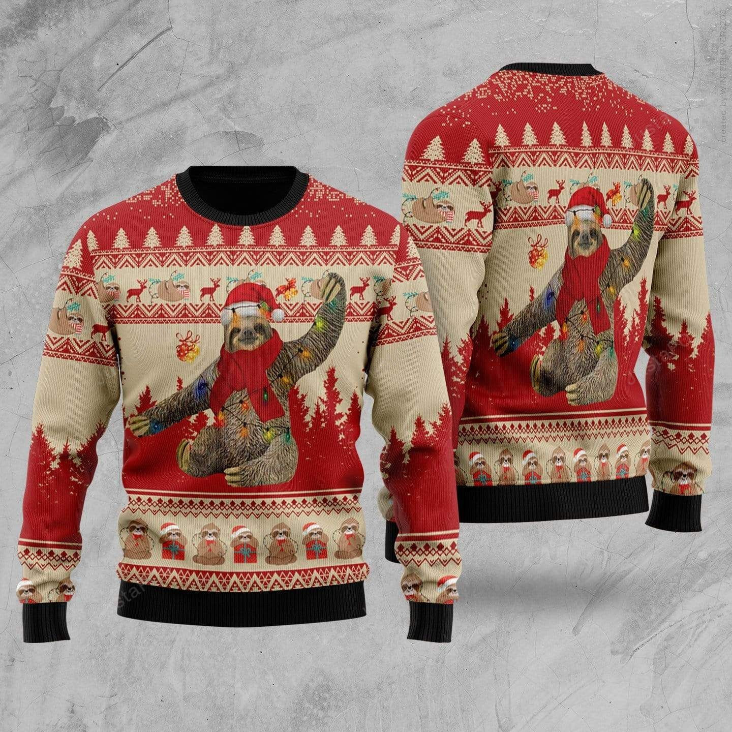 Sloth Ugly Christmas Sweater Adult 3D Funny Matching for family