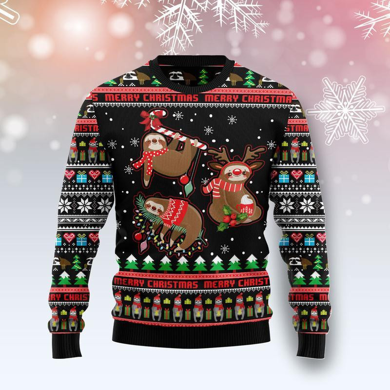 Sloth Ugly Christmas Sweater Adult 3D Funny Matching for family