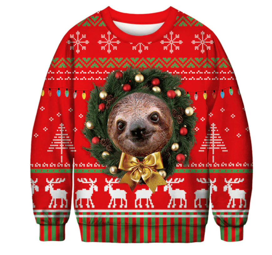 Sloth Ugly Christmas Sweater Adult 3D Funny Matching for family