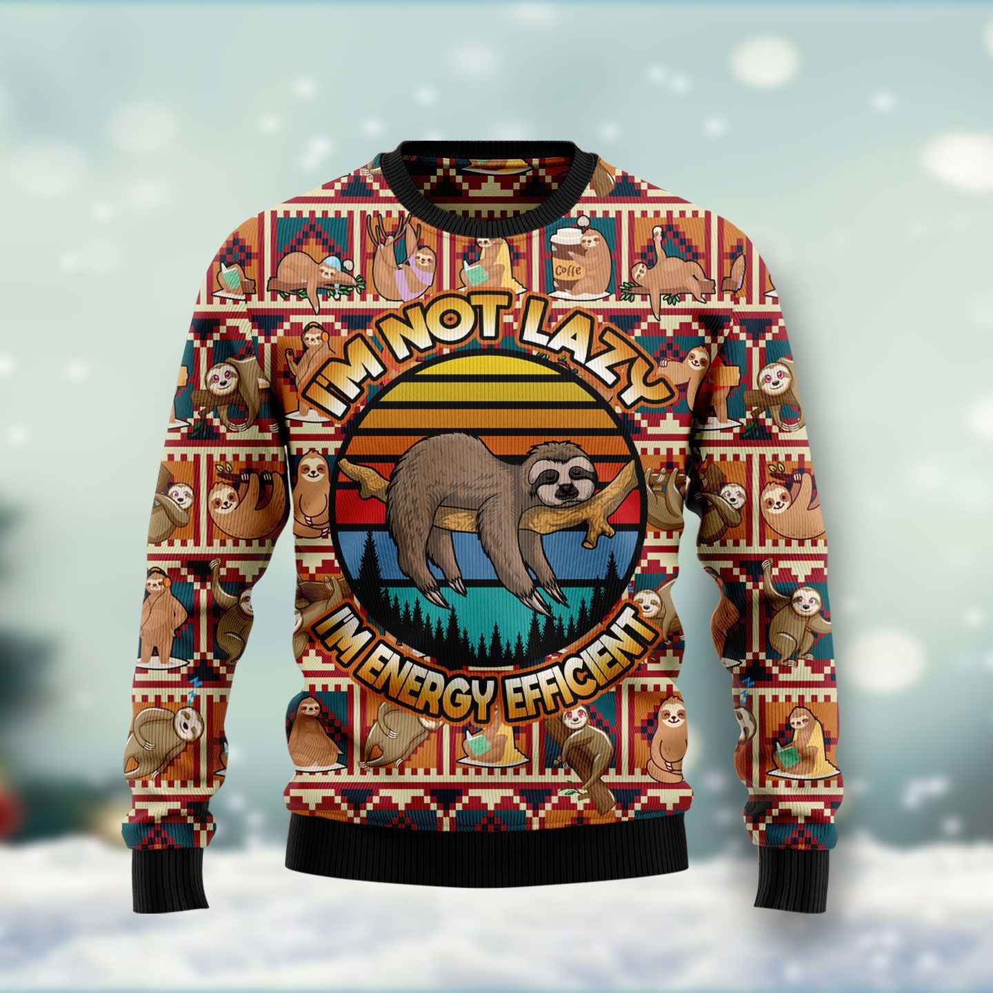 Sloth Ugly Christmas Sweater Adult 3D Funny Matching for family