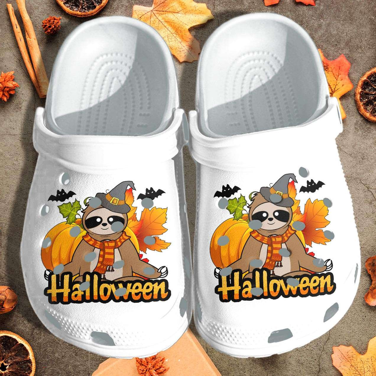 Sloth Witch With Bats Cartoon Crocband Clogs Shoes