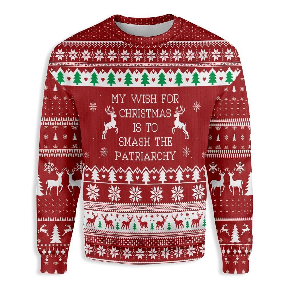 Smash The Patriarchy Feminist Ugly Christmas Sweater Adult 3D Funny Matching for family