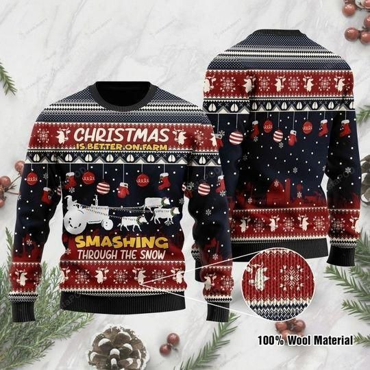 Smashing Through The Snow Ugly Christmas Sweater Adult 3D Funny Matching for family