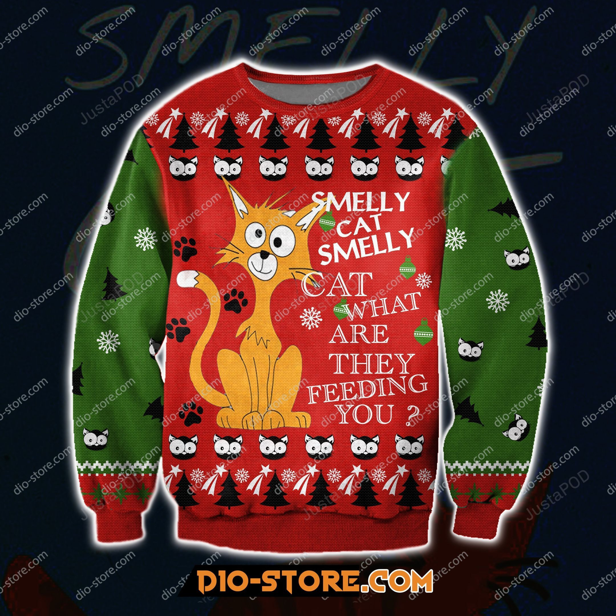 Smelly Cat Friends Movie Ugly Christmas Sweater Adult 3D Funny Matching for family