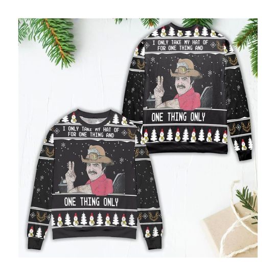 Smokey And The Bandit I Only Take My Hat Off For One Thing Ugly Christmas Sweater - Image 3