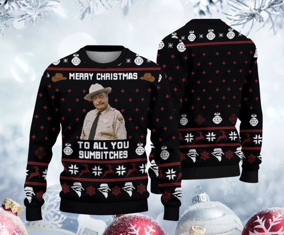 Smokey And The Bandit Ugly Christmas Sweater, Merry Christmas To All You Sumbitches
