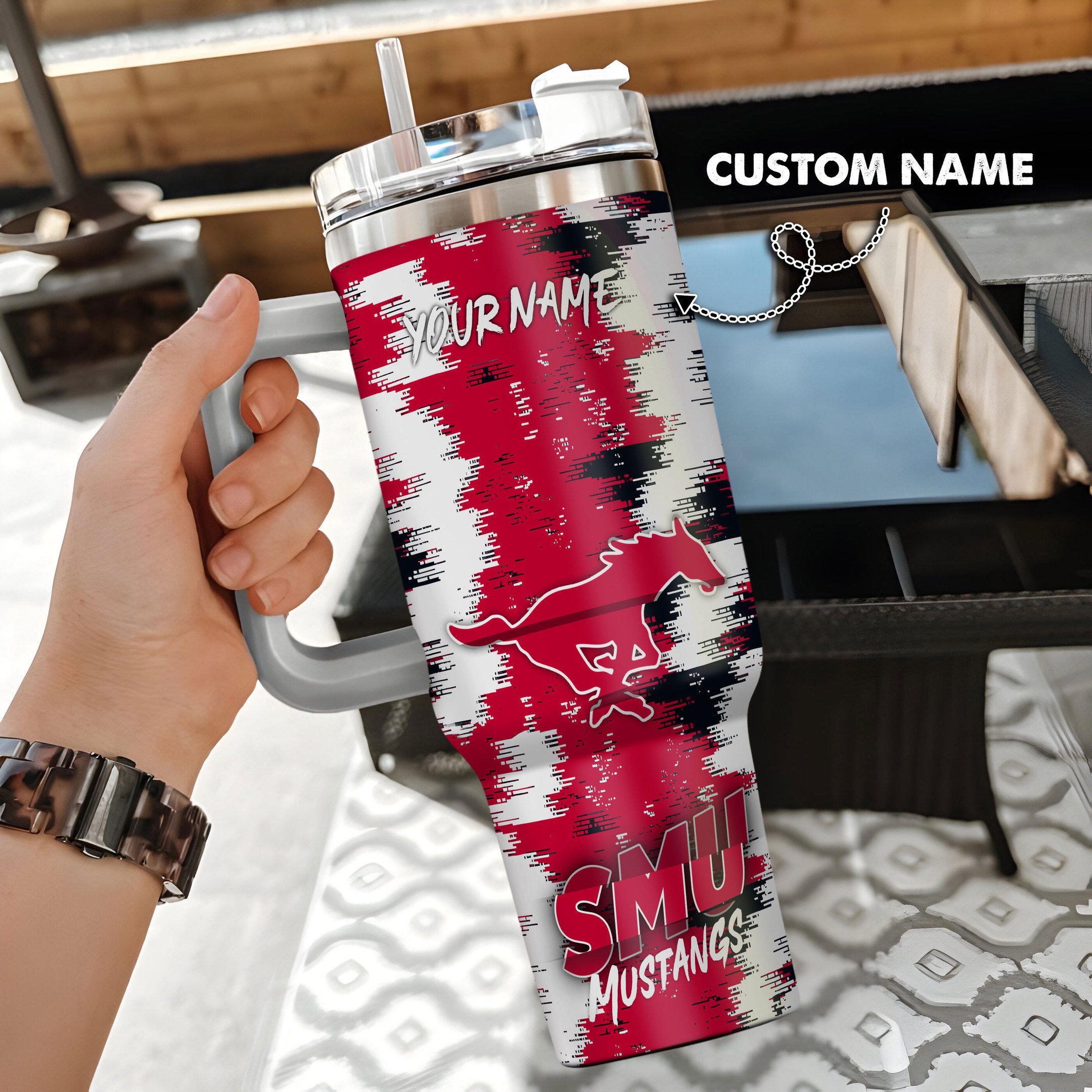 SMU Mustangs NCAA Custom Stanley Cup 40 oz 30 oz Tumbler With HandleTVC230109