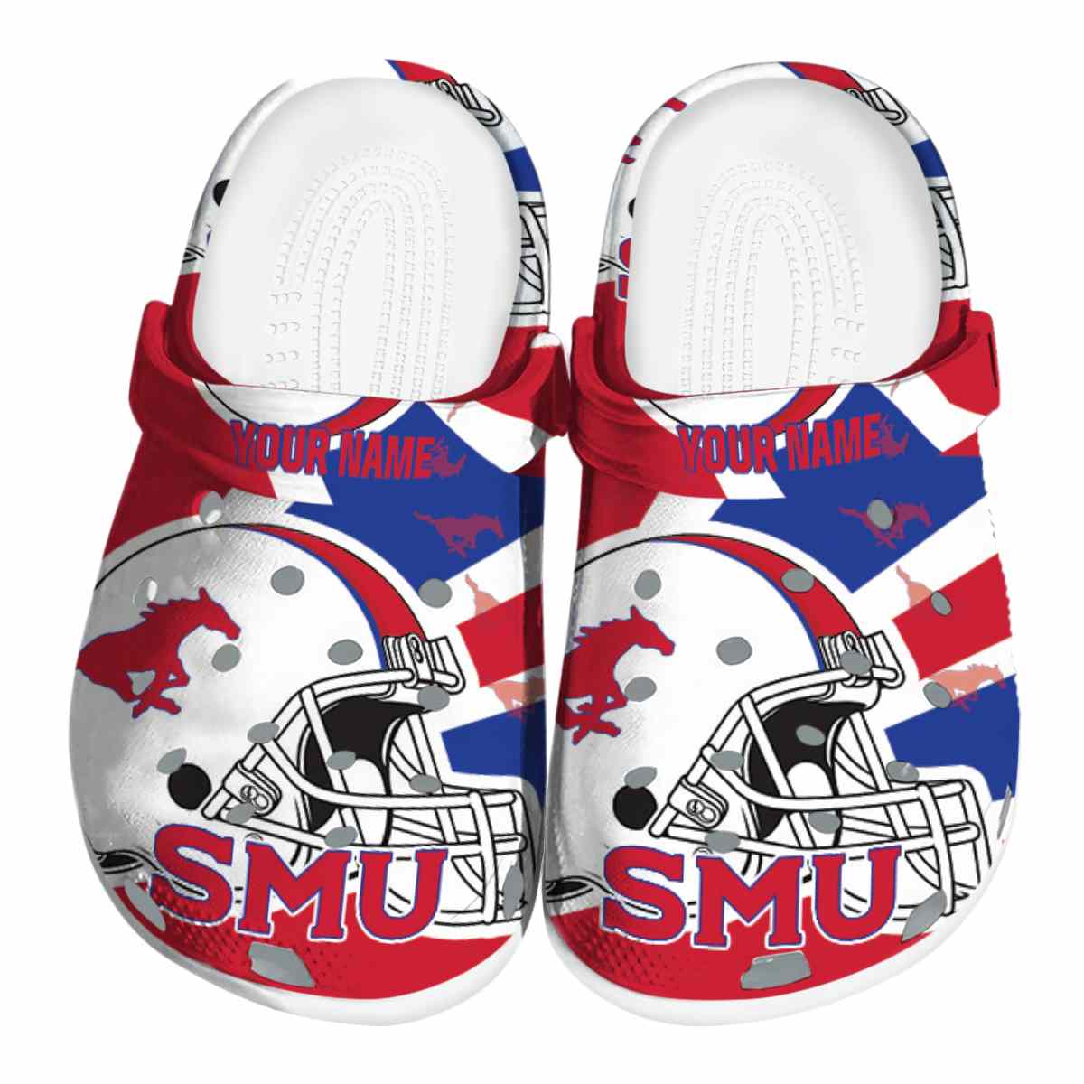 SMU Mustangs NCAA Sport Crocs Crocband Clogs Shoes Comfortable For Men Women and Kids