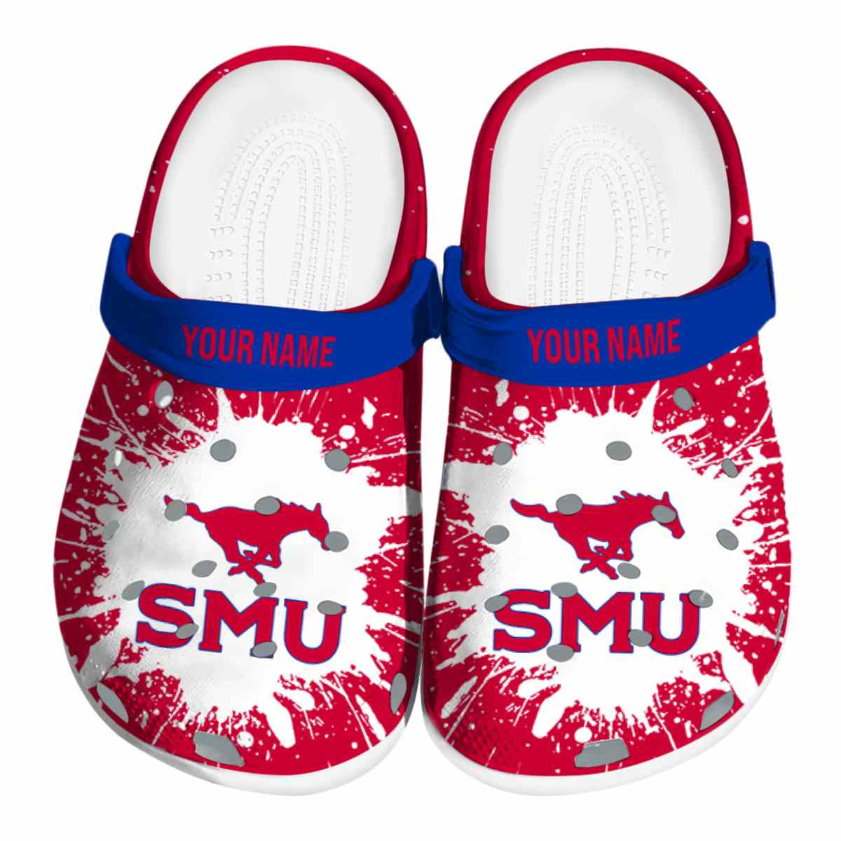 SMU Mustangs NCAA Sport Crocs Crocband Clogs Shoes Comfortable For Men Women and Kids