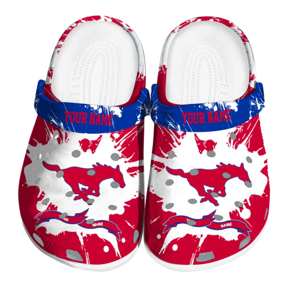 SMU Mustangs NCAA Sport Crocs Crocband Clogs Shoes Comfortable For Men Women and Kids
