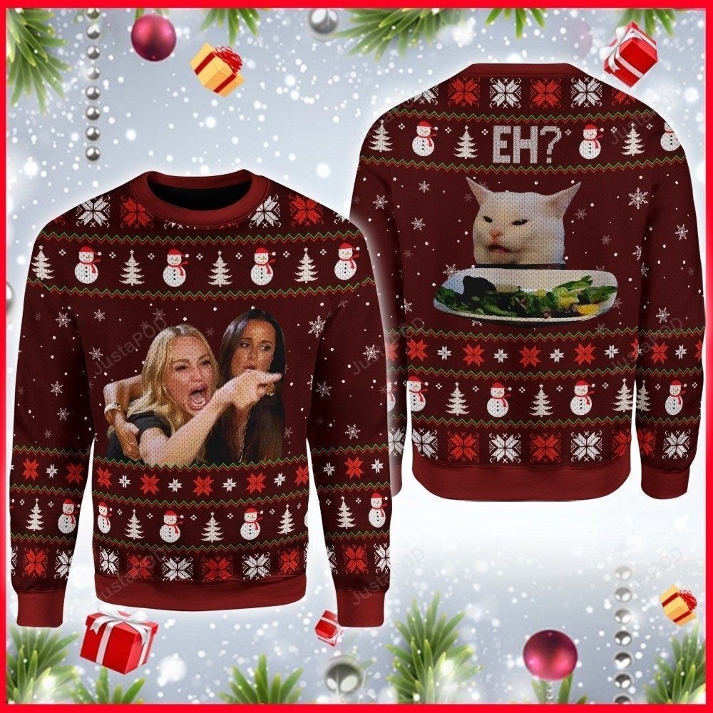 Smudge The Cat 3D Ugly Christmas Sweater Adult 3D Funny Matching for family