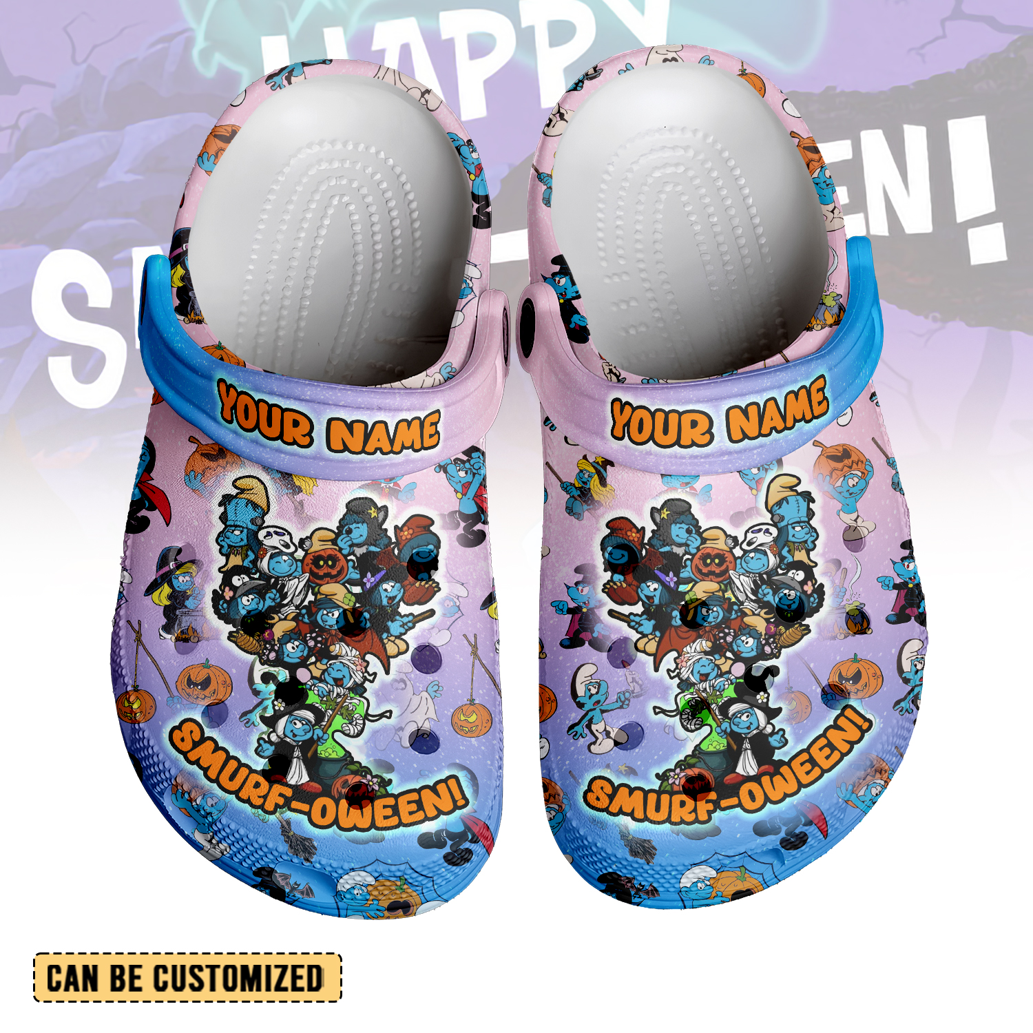 Smurfs x Halloween Crocs Crocband Clogs Shoes Comfortable For Men Women and Kids
