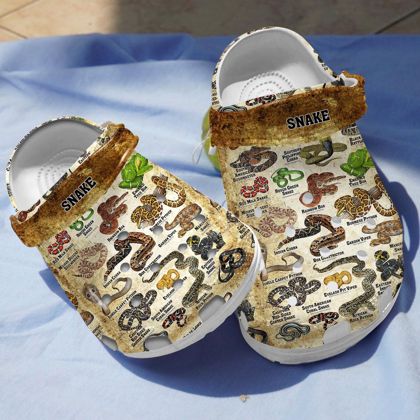 Snake Crocs Crocband Clogs Shoes Comfortable For Men Women and Kids