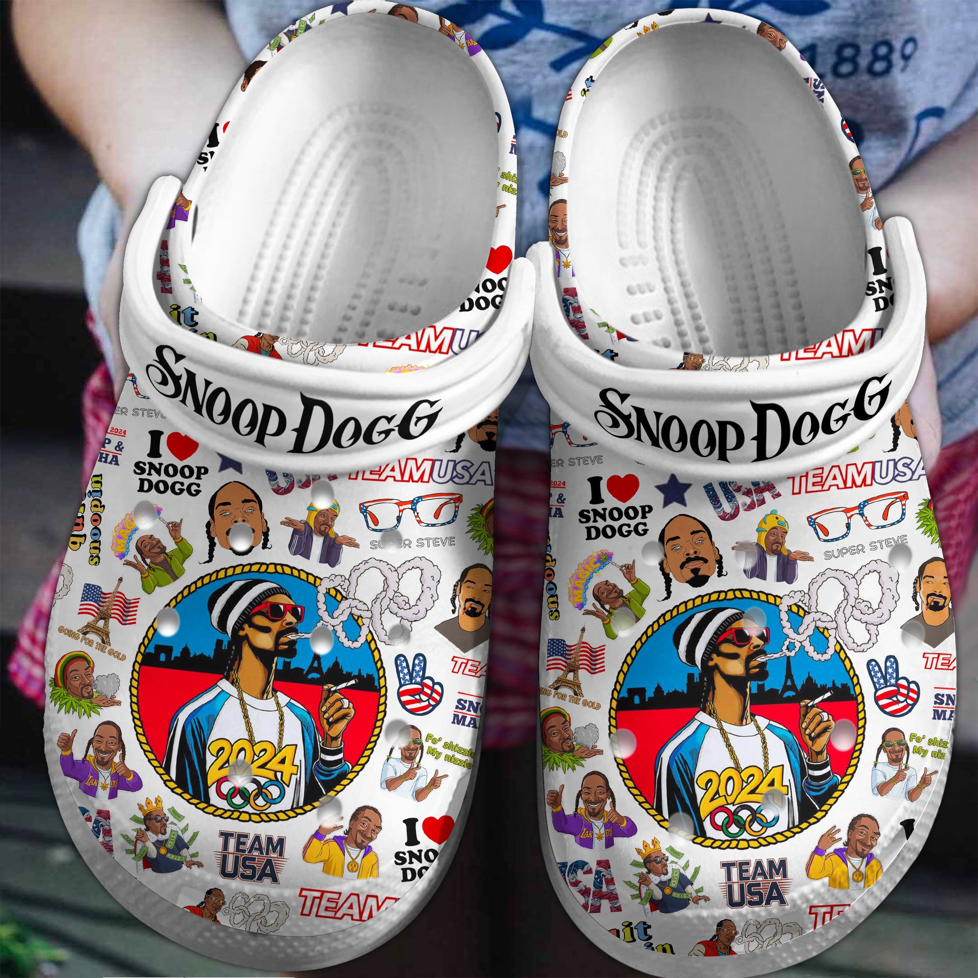 Snoop Dogg Olympic Paris 2024 Team USA Sport Crocs Crocband Clogs Shoes Comfortable For Men Women and Kids