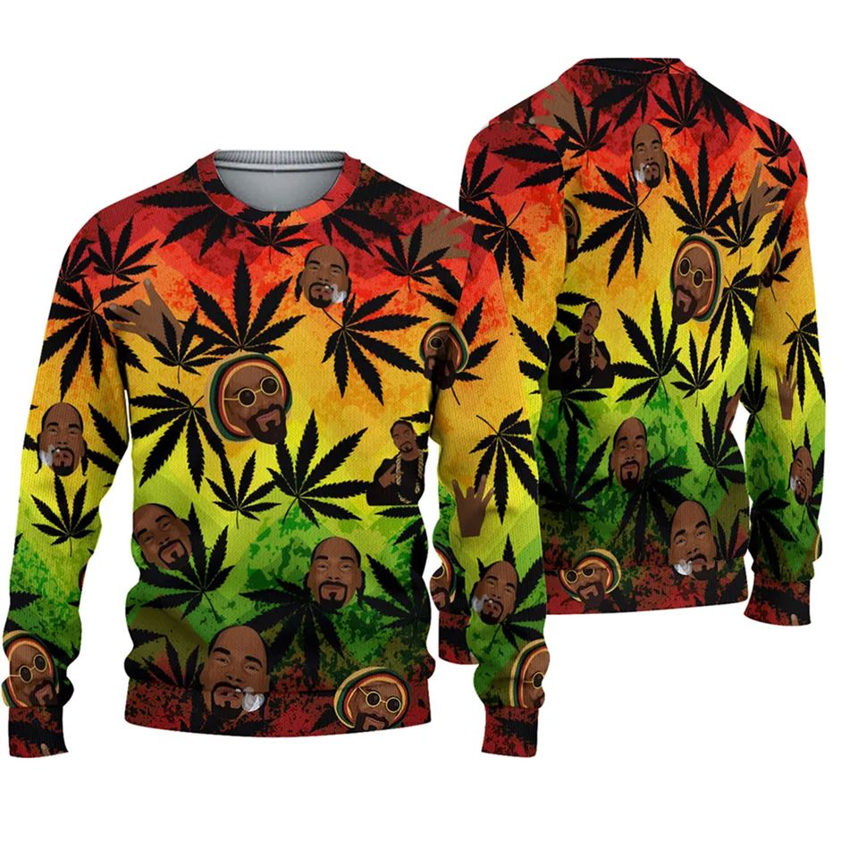 Snoop Dogg Shirt Pattern Vintage Hip Hop 90s 3D Sweater