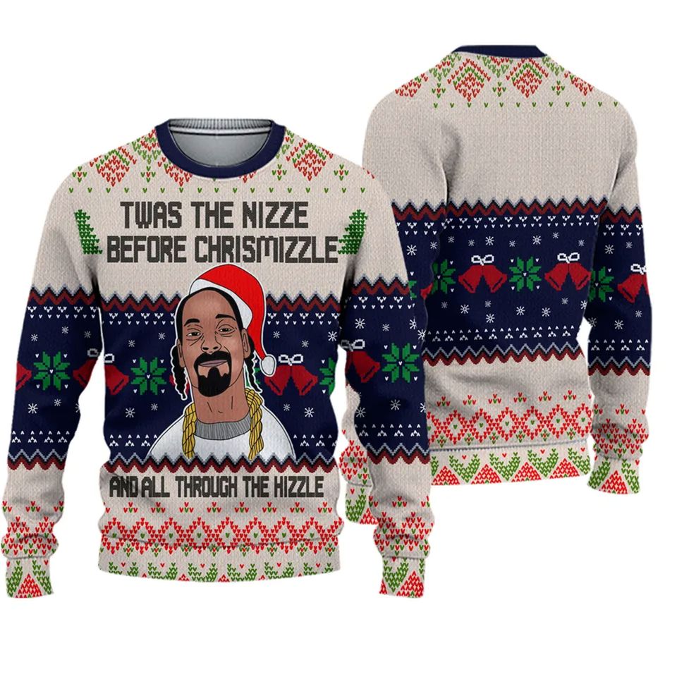 Snoop Dogg Twas The Nizzle Before Chrismizzle Ugly Christmas Sweater