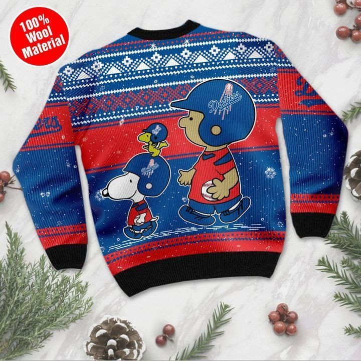 Snoopy And Charlie Brown Los Angeles Dodgers Ugly Christmas Sweater Adult 3D Funny Matching for family