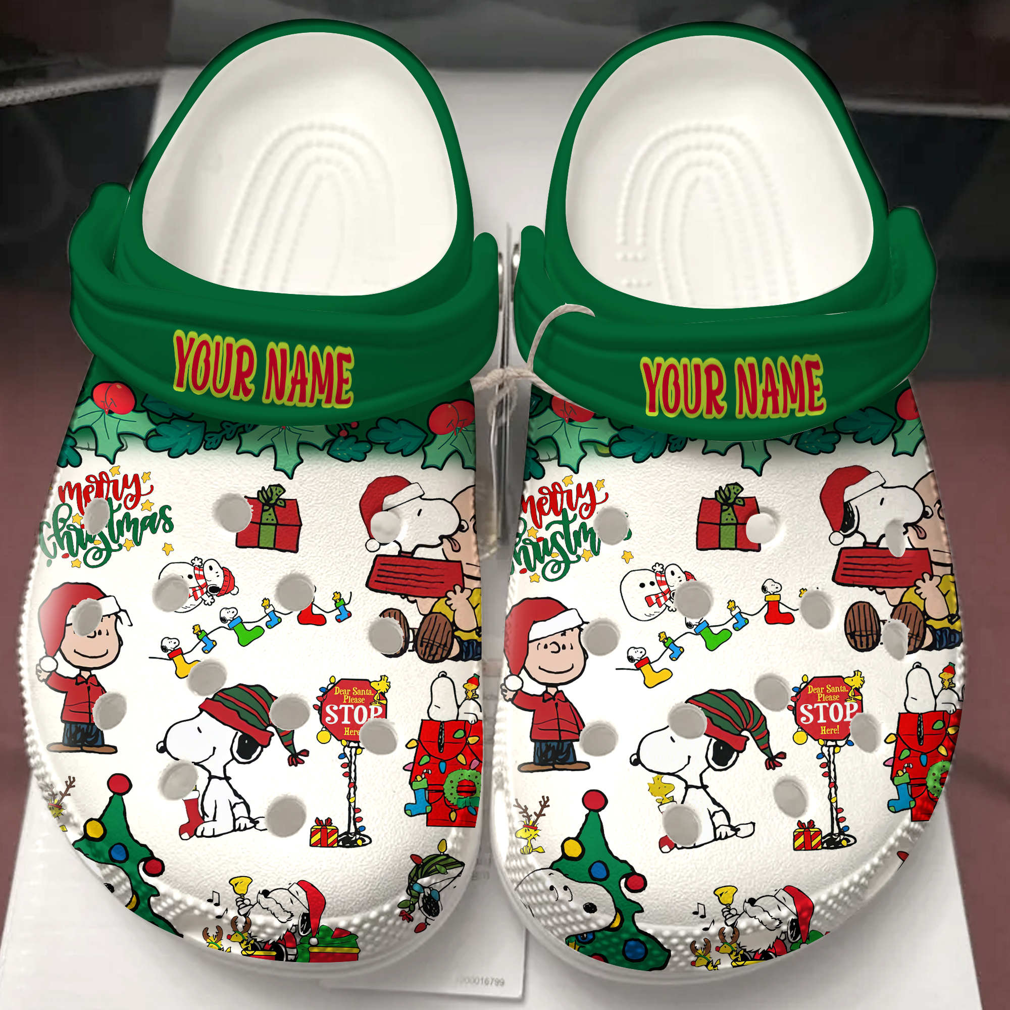 Snoopy and Charlie Brown Peanuts Cartoon Christmas Crocs Crocband Clogs Shoes Comfortable For Men Women and Kids