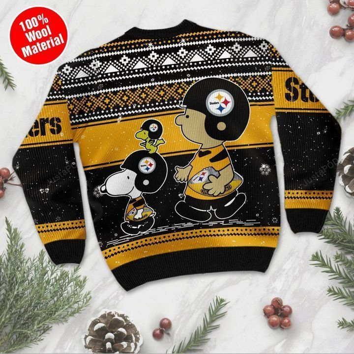 Snoopy And Charlie Brown Pittsburgh Steelers Ugly Christmas Sweater Adult 3D Funny Matching for family