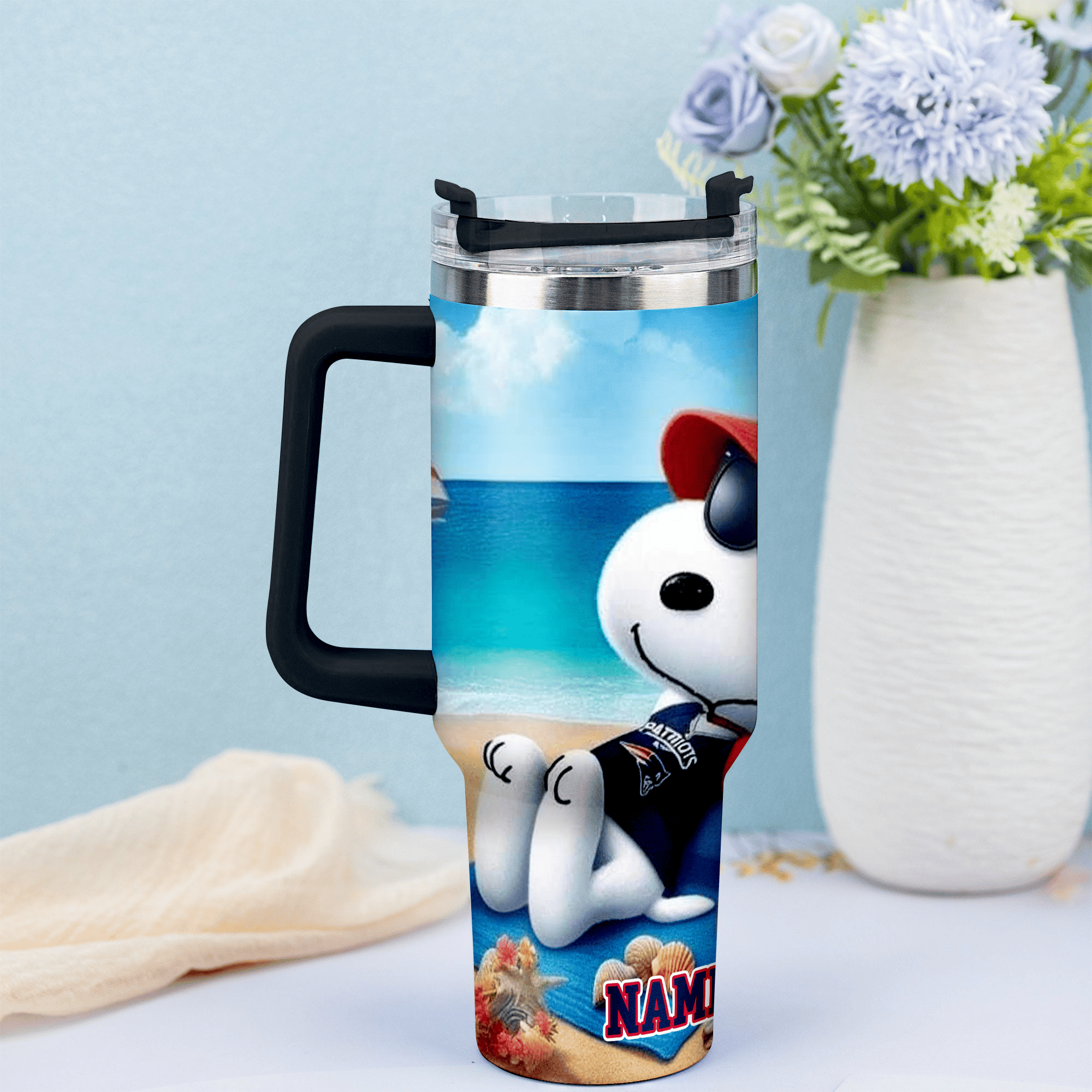 Snoopy and New England Patriots Cartoon,NFL Custom Stanley Cup 40 oz 30 oz Tumbler With HandleTVC2301350