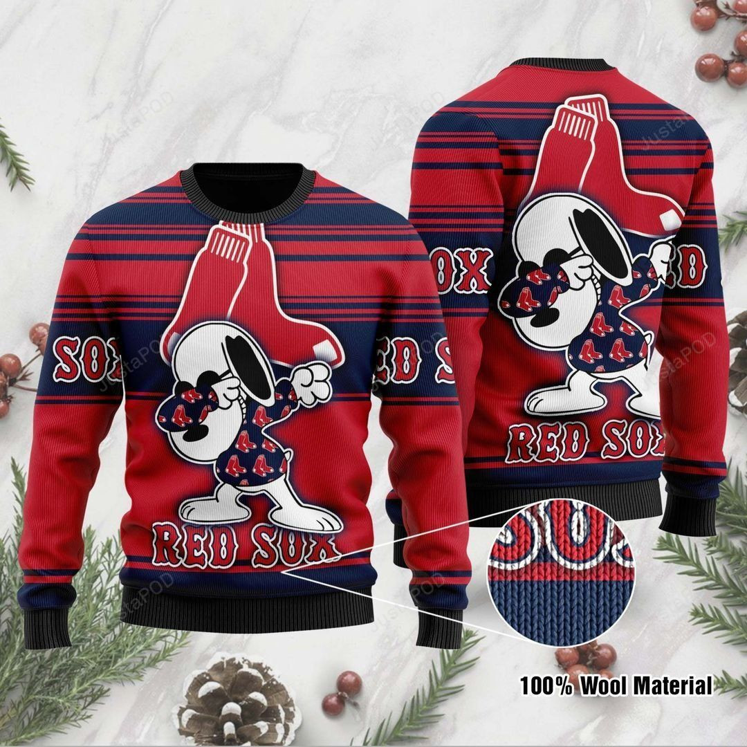 Snoopy Boston Red Sox Ugly Christmas Sweater Adult 3D Funny Matching for family
