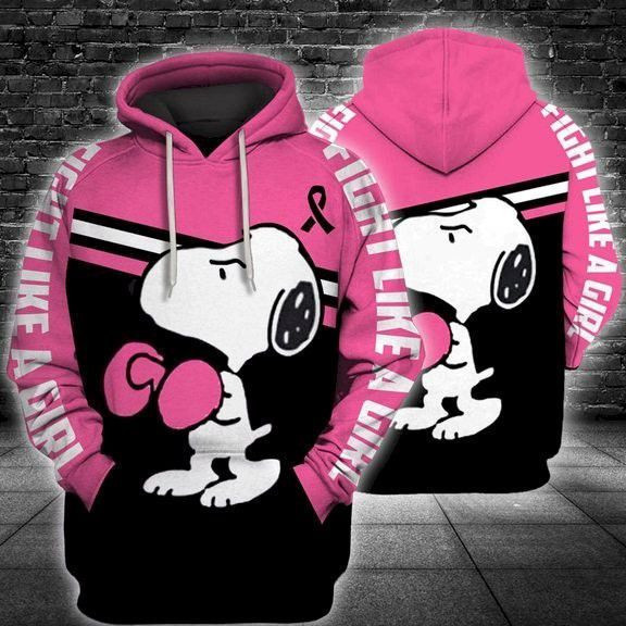 Snoopy Breast Cancer Fight 3D All Over Print Hoodie, Zip Hoodie