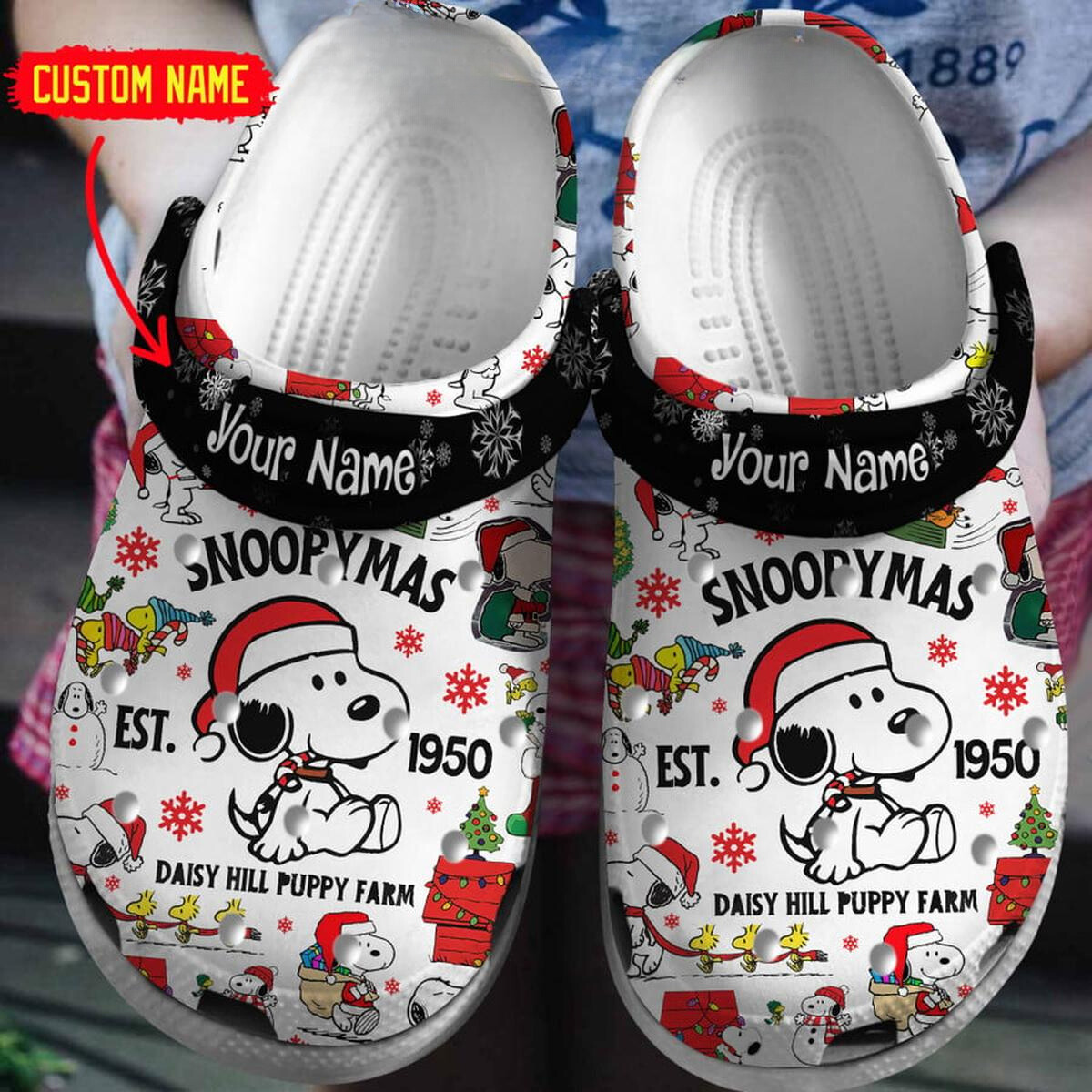 Snoopy Cartoon Christmas Crocs Crocband Clogs Shoes Comfortable For Men Women and Kids