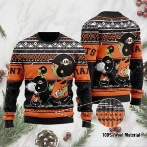 Snoopy Charlie Brown San Francisco Giants Ugly Christmas Sweater Adult 3D Funny Matching for family