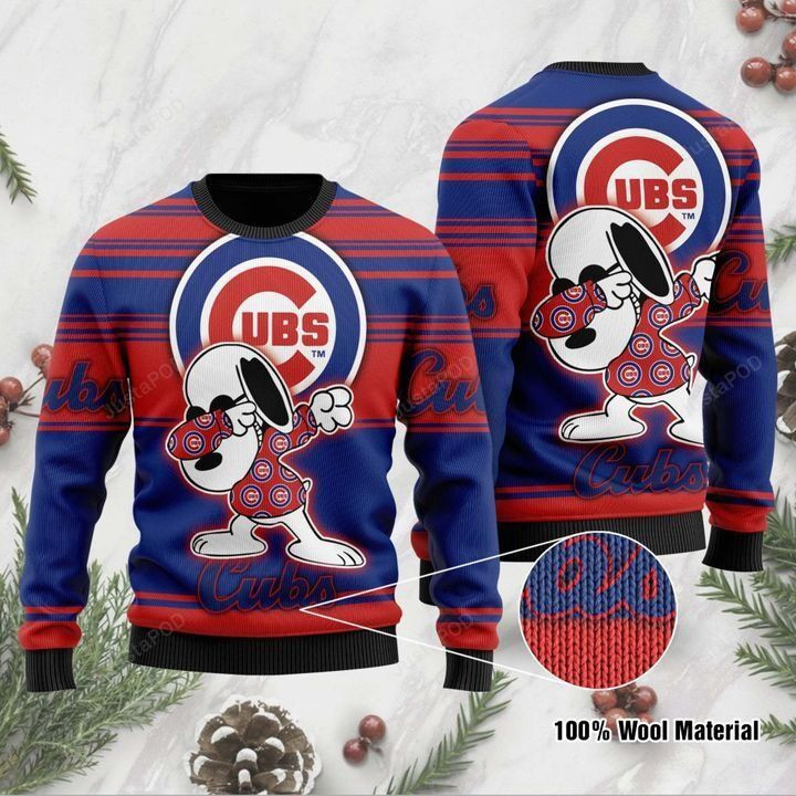 Snoopy Chicago Cubs Ugly Christmas Sweater Adult 3D Funny Matching for family