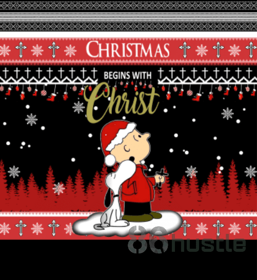 Snoopy Christmas Begins With Christ Ugly Christmas Sweater Adult 3D Funny Matching for family - Image 2