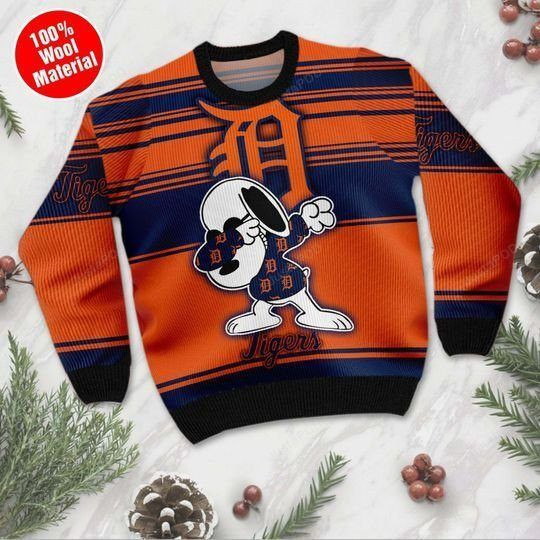Snoopy Dab Detroit Tigers Ugly Christmas Sweater Adult 3D Funny Matching for family