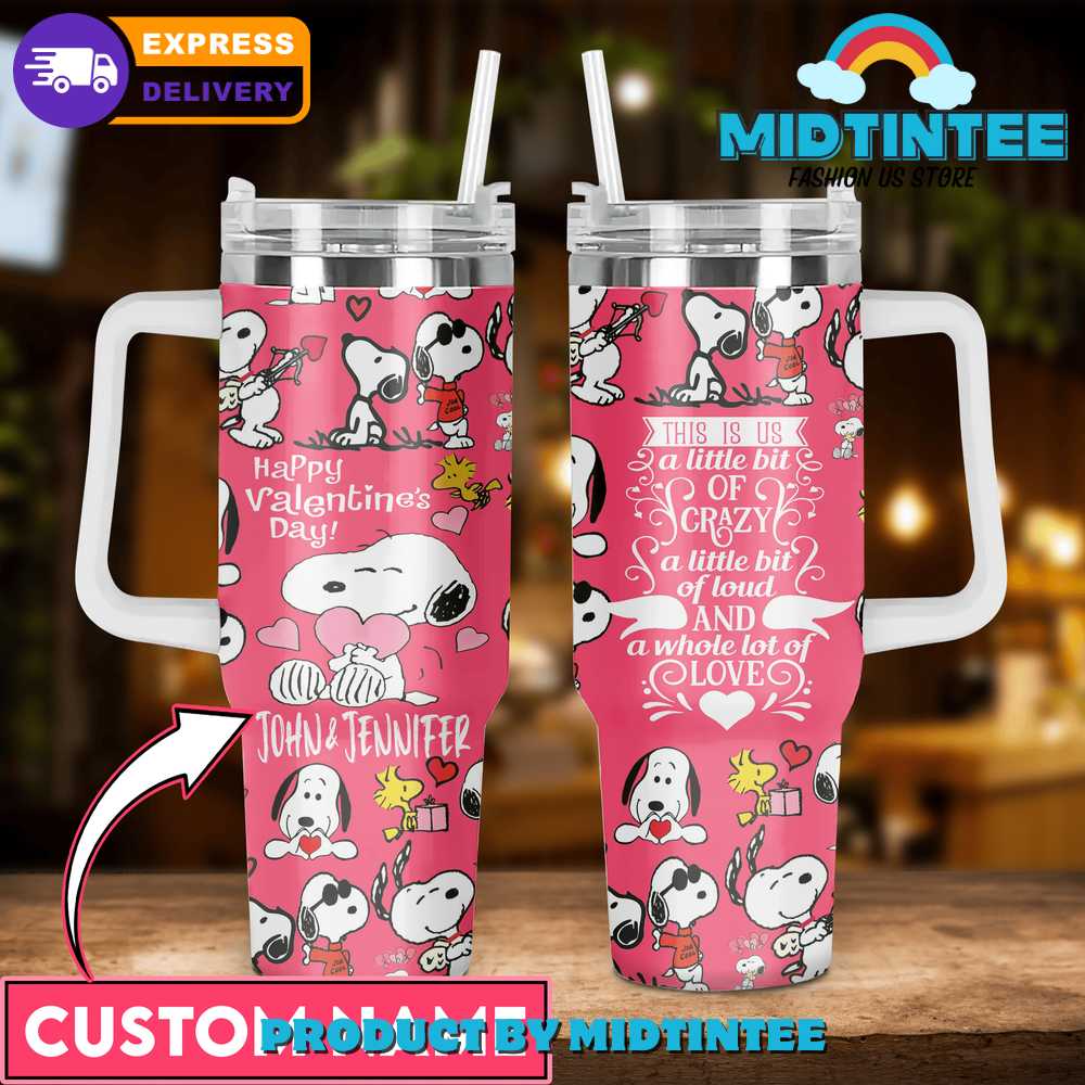 Snoopy Happy Valentines Day Cartoon Custom Stanley Cup 40 oz 30 oz Tumbler With HandleTVC2301904
