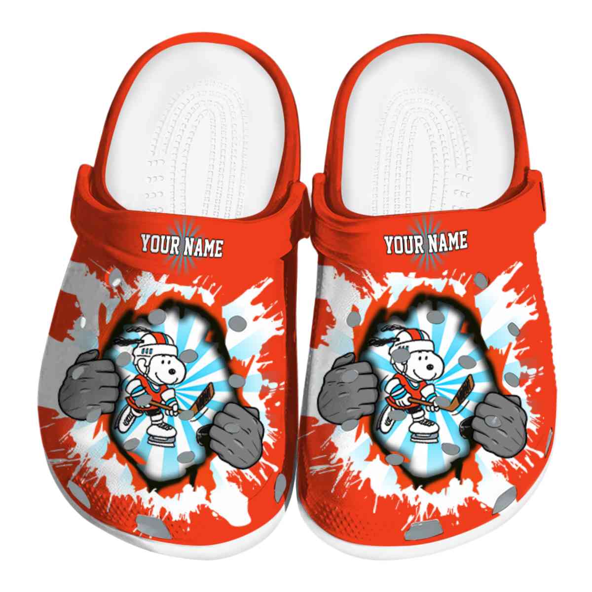 Snoopy Hockey Cartoon Sport Crocs Crocband Clogs Shoes Comfortable For Men Women and Kids