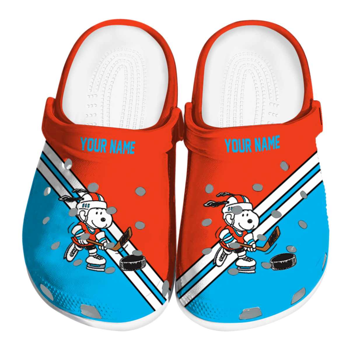 Snoopy Hockey Cartoon Sport Crocs Crocband Clogs Shoes Comfortable For Men Women and Kids