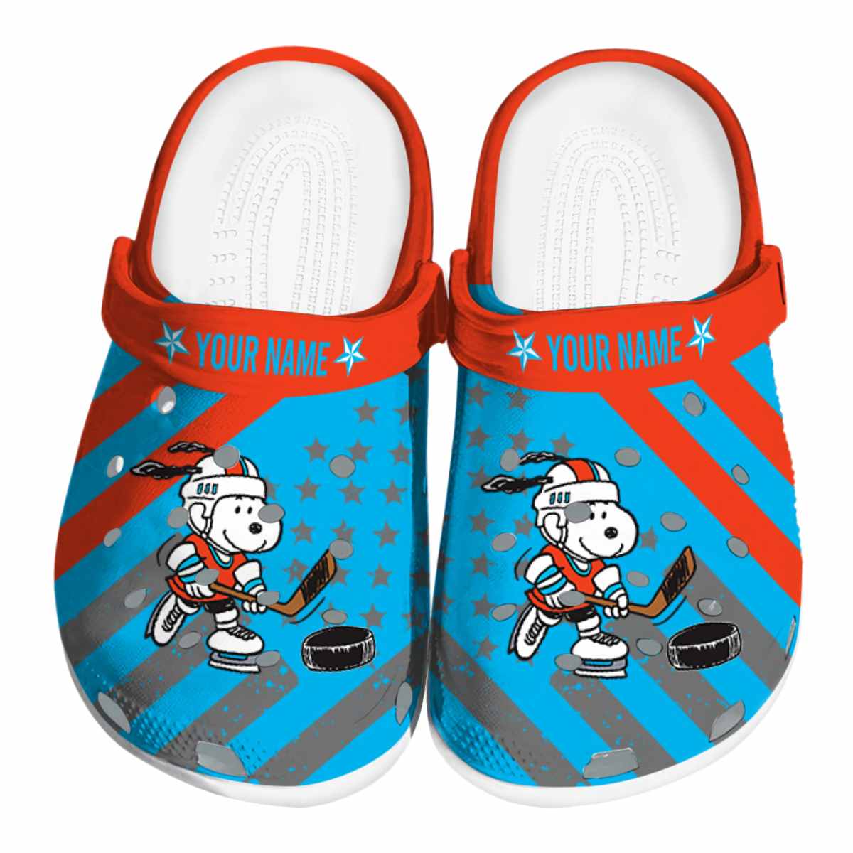 Snoopy Hockey Cartoon Sport Crocs Crocband Clogs Shoes Comfortable For Men Women and Kids