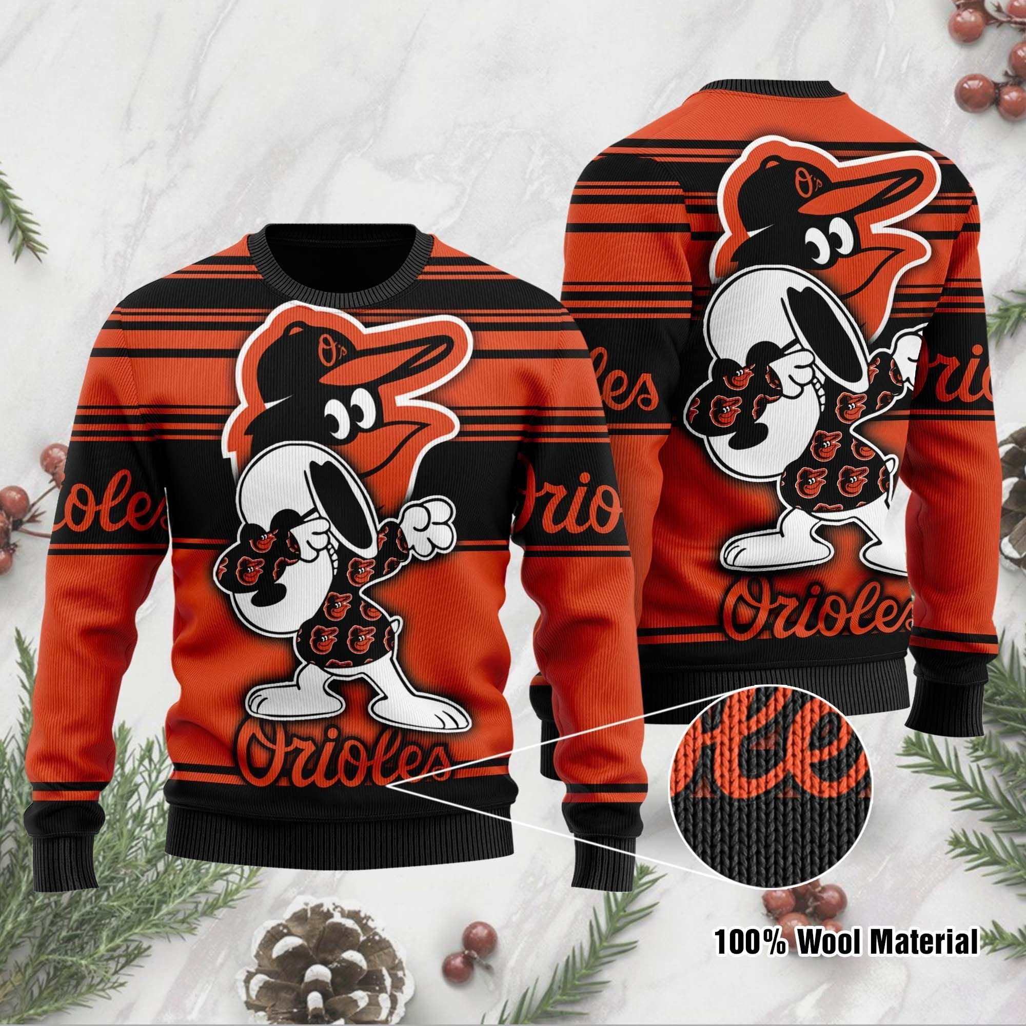 Snoopy Love Baltimore Orioles For Baseball - Mlb Fans Ugly Christmas Sweater Adult 3D Funny Matching for family