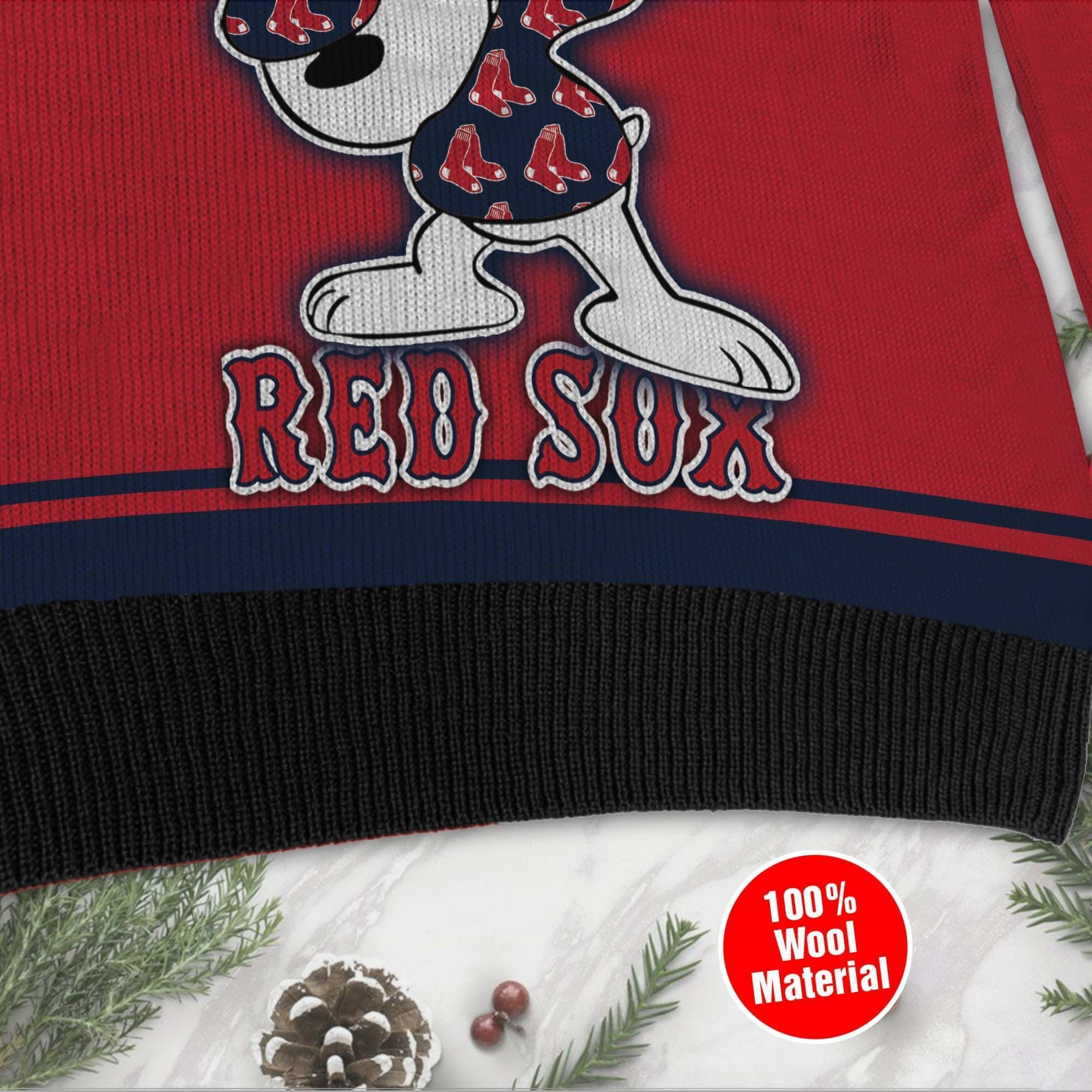 Snoopy Love Boston Red Sox For Baseball - Mlb Fans Ugly Christmas Sweater Adult 3D Funny Matching for family - Image 4