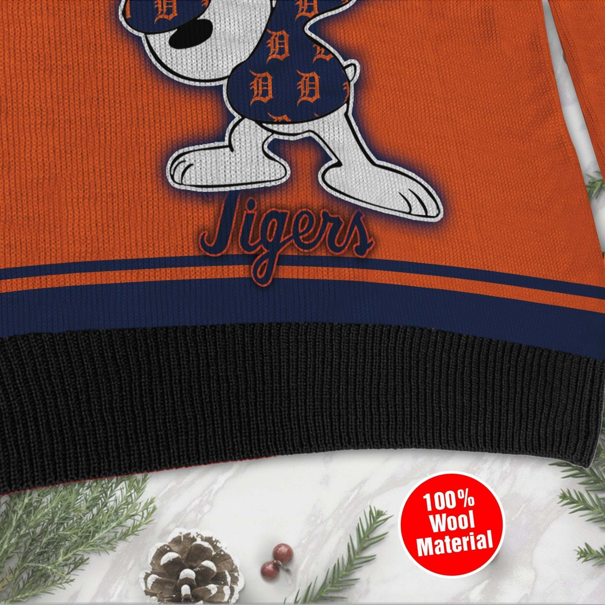 Snoopy Love Detroit Tigers For Baseball - Mlb Fans Ugly Christmas Sweater Adult 3D Funny Matching for family - Image 4