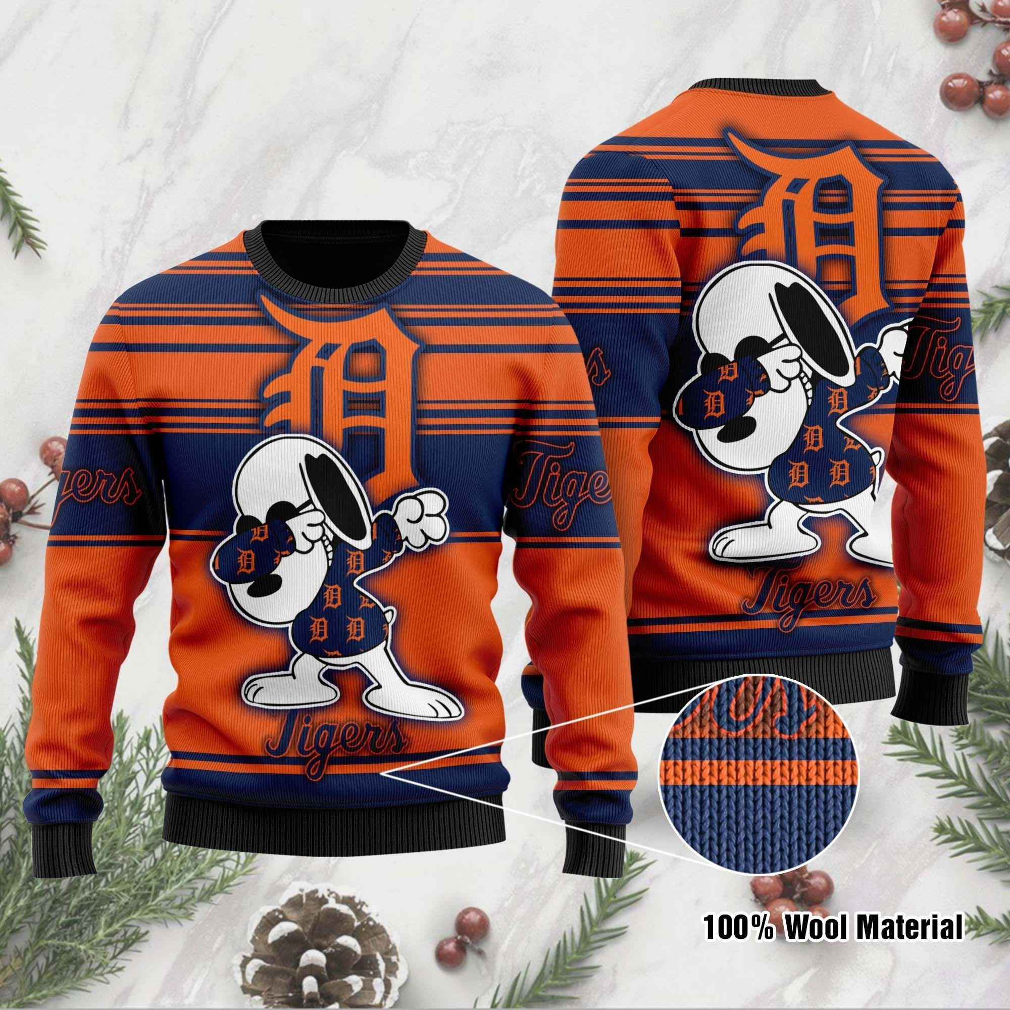 Snoopy Love Detroit Tigers For Baseball - Mlb Fans Ugly Christmas Sweater Adult 3D Funny Matching for family
