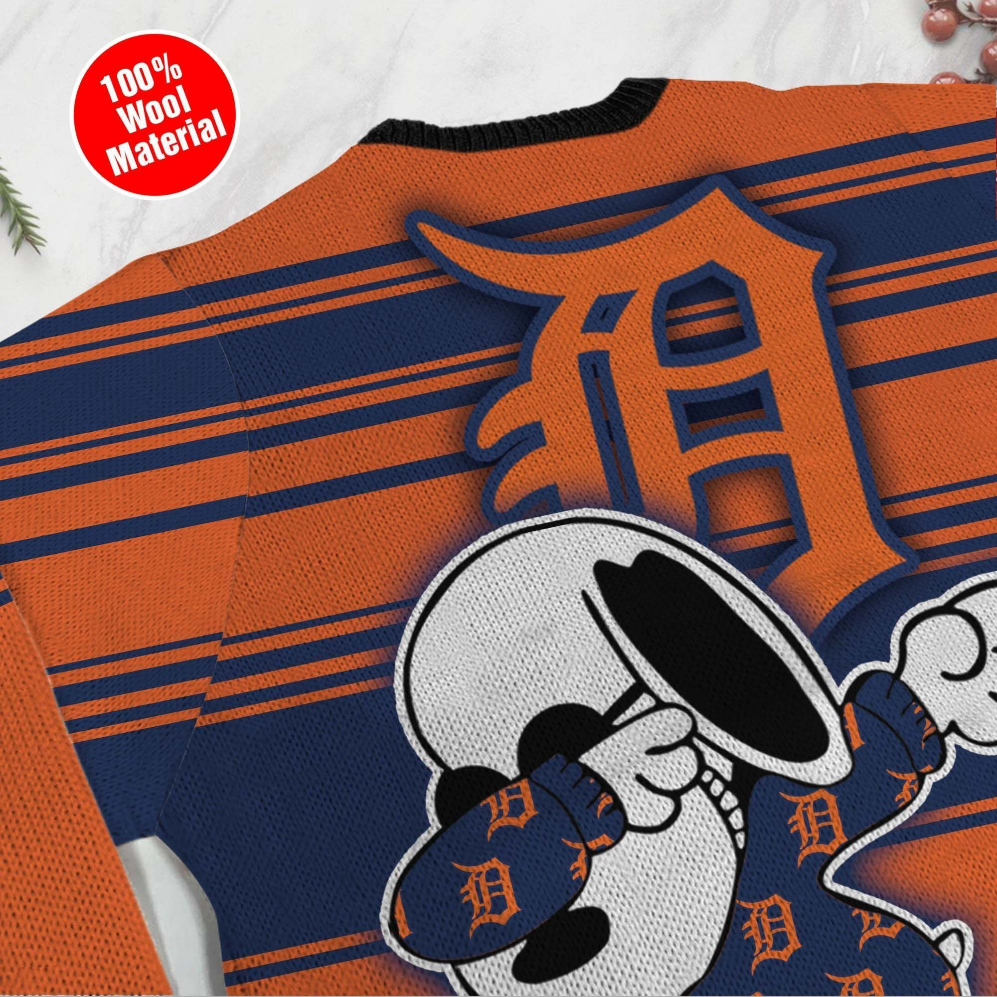 Snoopy Love Detroit Tigers For Baseball - Mlb Fans Ugly Christmas Sweater Adult 3D Funny Matching for family - Image 5