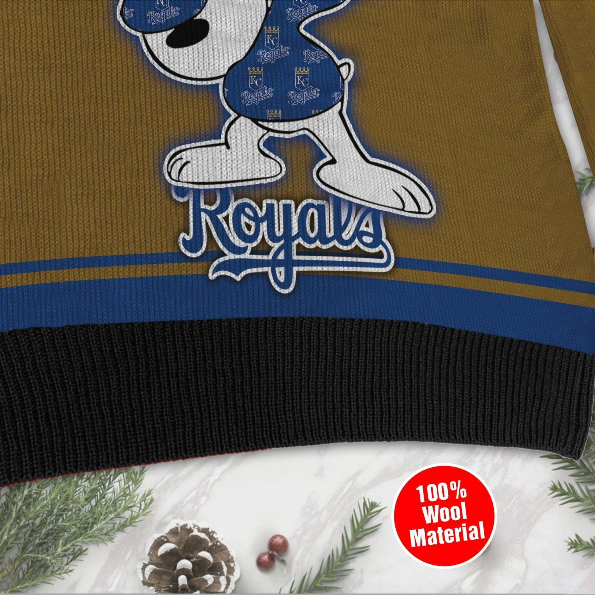 Snoopy Love Kansas City Royals For Baseball - Mlb Fans Ugly Christmas Sweater Adult 3D Funny Matching for family - Image 4