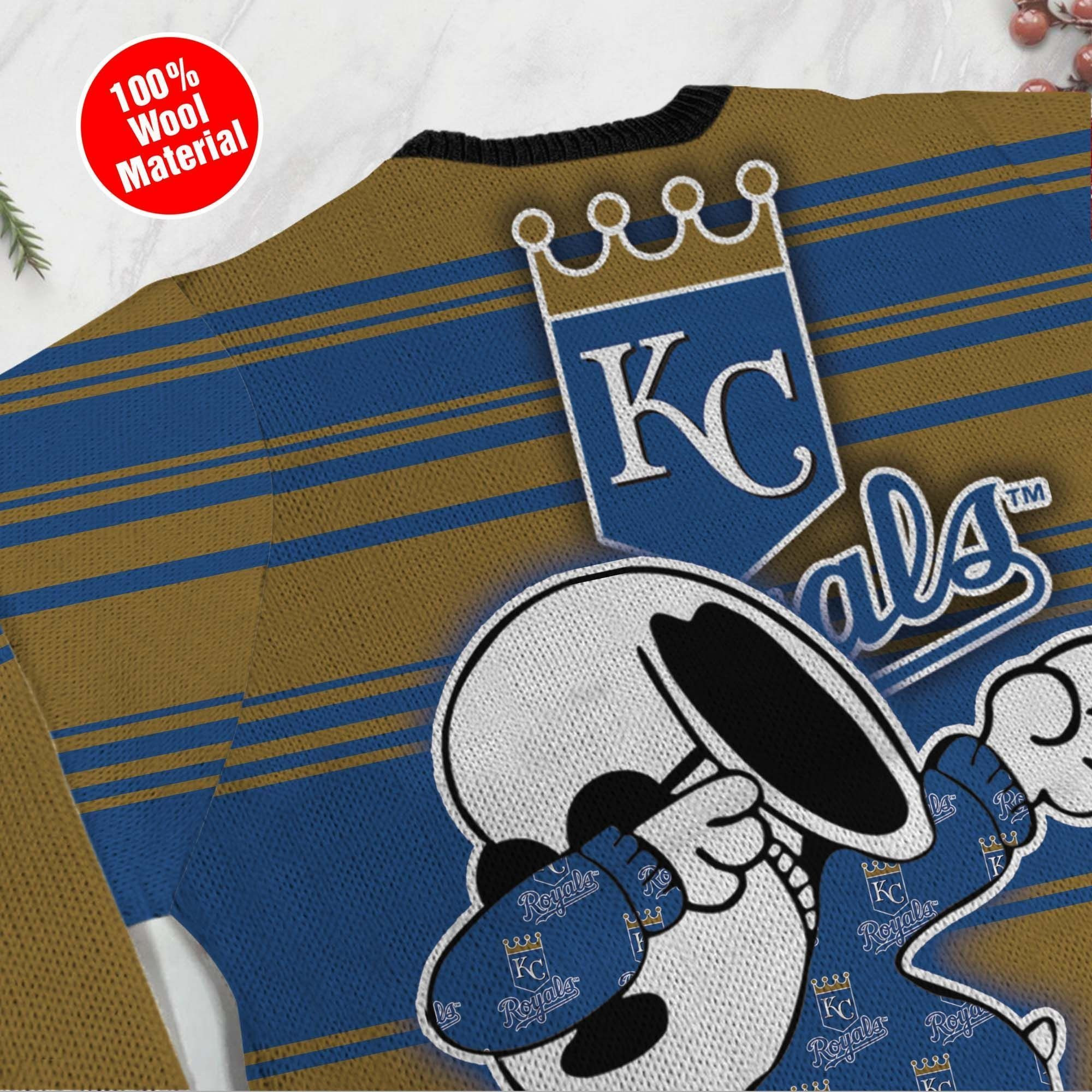 Snoopy Love Kansas City Royals For Baseball - Mlb Fans Ugly Christmas Sweater Adult 3D Funny Matching for family - Image 5