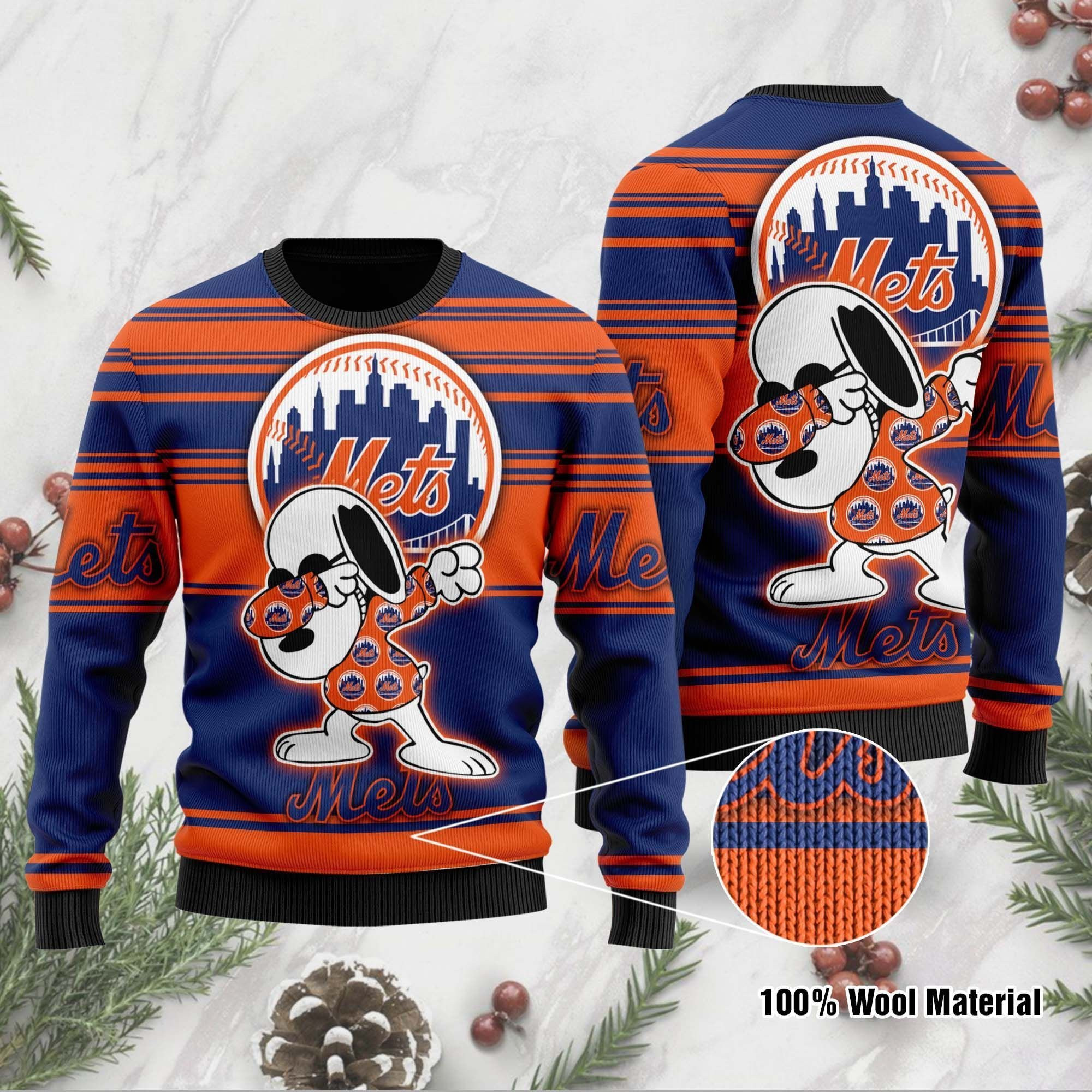 Snoopy Love New York Mets For Baseball - Mlb Fans Ugly Christmas Sweater Adult 3D Funny Matching for family
