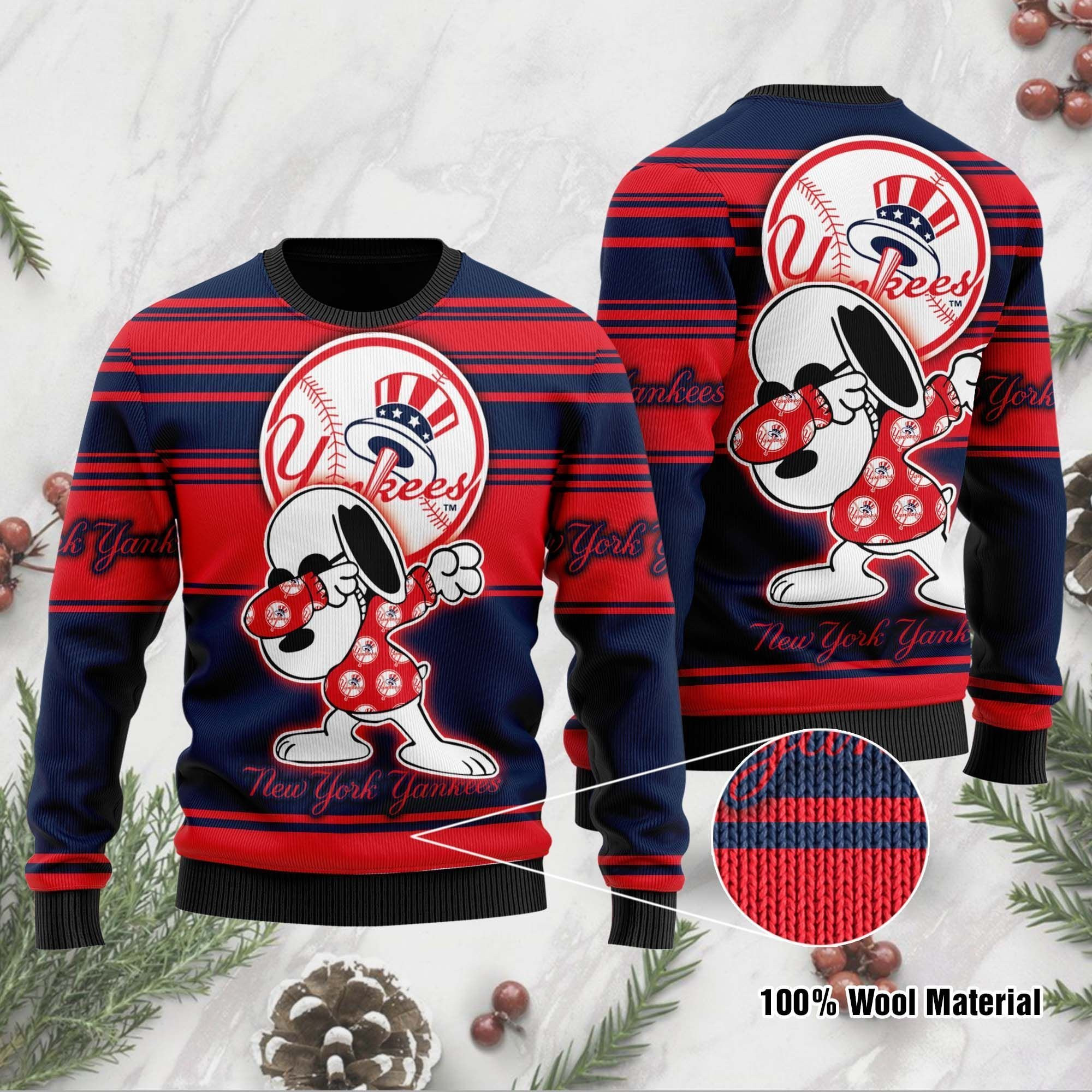 Snoopy Love New York Yankees For Baseball - Mlb Fans Ugly Christmas Sweater Adult 3D Funny Matching for family