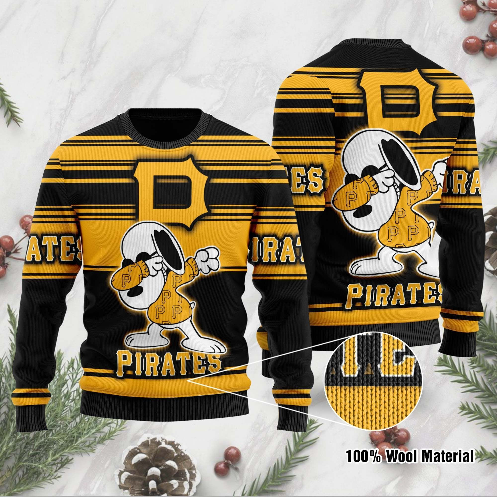 Snoopy Love Pittsburgh Pirates For Baseball - Mlb Fans Ugly Christmas Sweater Adult 3D Funny Matching for family