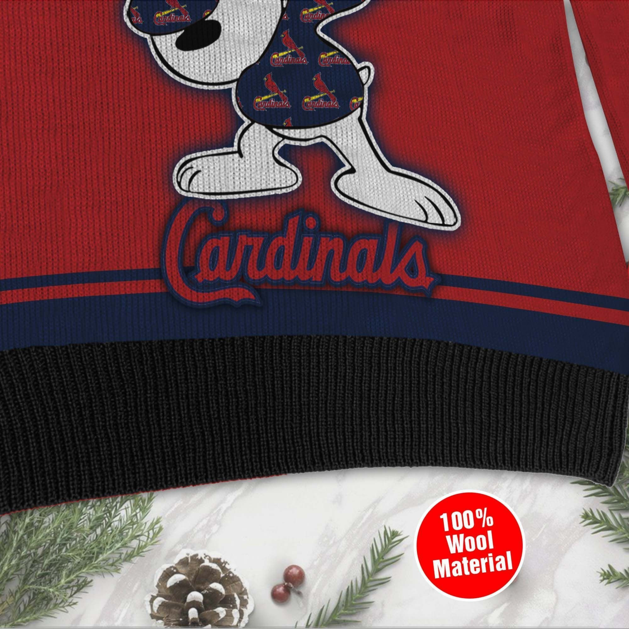 Snoopy Love St Louis Cardinals For Baseball - Mlb Fans Ugly Christmas Sweater Adult 3D Funny Matching for family - Image 4