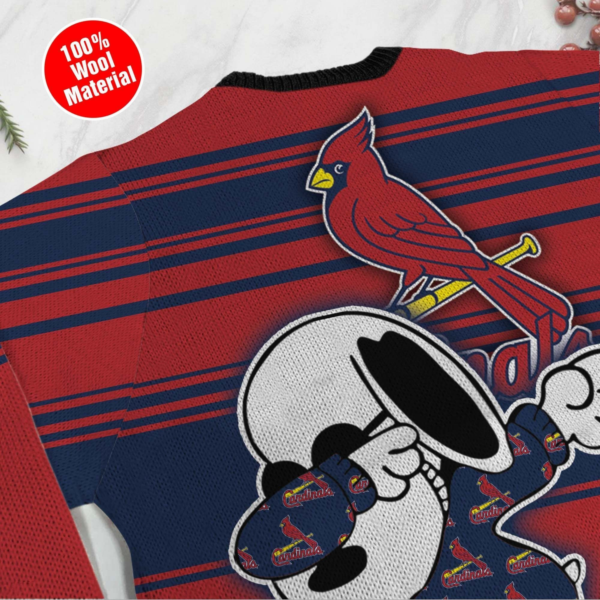Snoopy Love St Louis Cardinals For Baseball - Mlb Fans Ugly Christmas Sweater Adult 3D Funny Matching for family - Image 5
