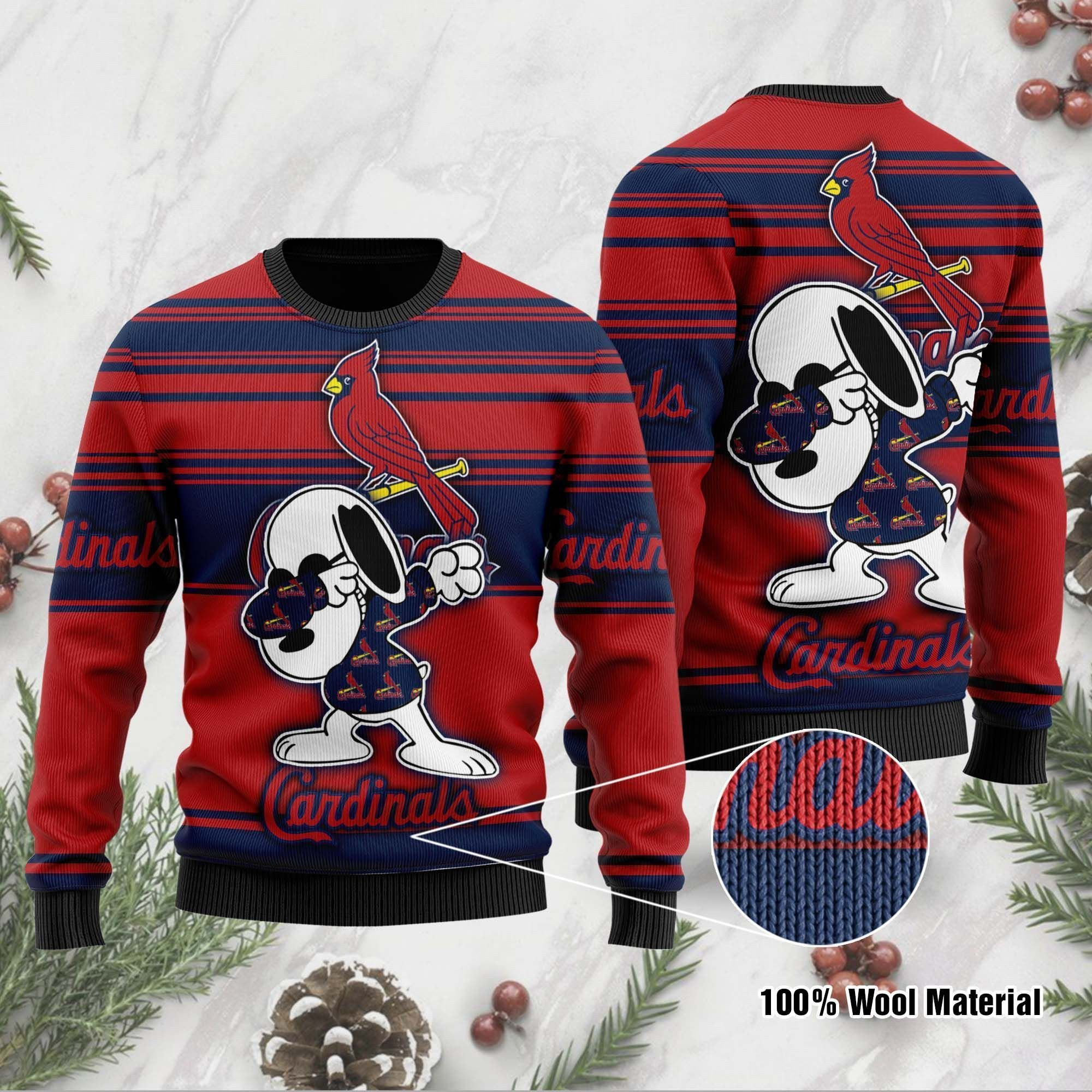 Snoopy Love St Louis Cardinals For Baseball - Mlb Fans Ugly Christmas Sweater Adult 3D Funny Matching for family