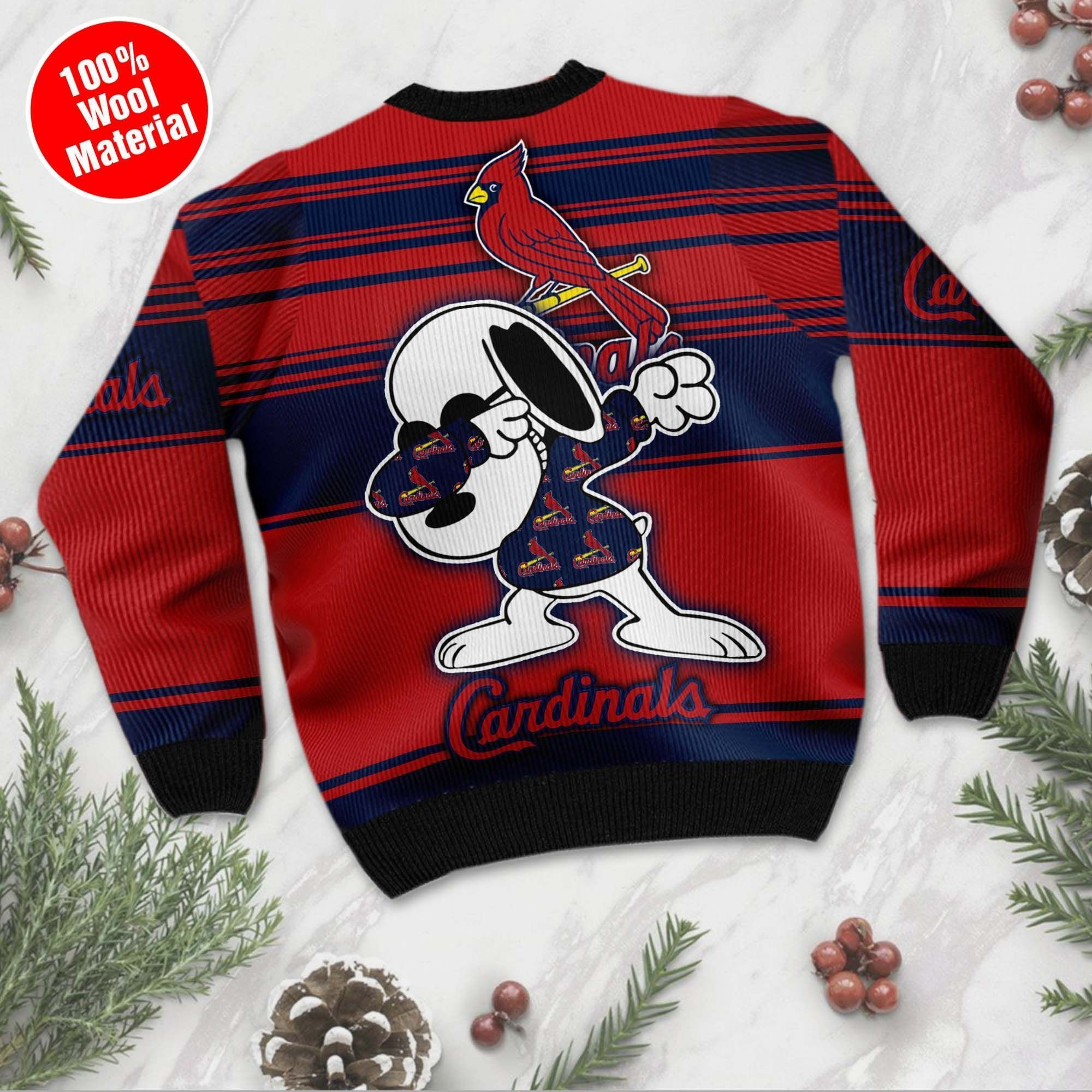 Snoopy Love St Louis Cardinals For Baseball - Mlb Fans Ugly Christmas Sweater Adult 3D Funny Matching for family - Image 3