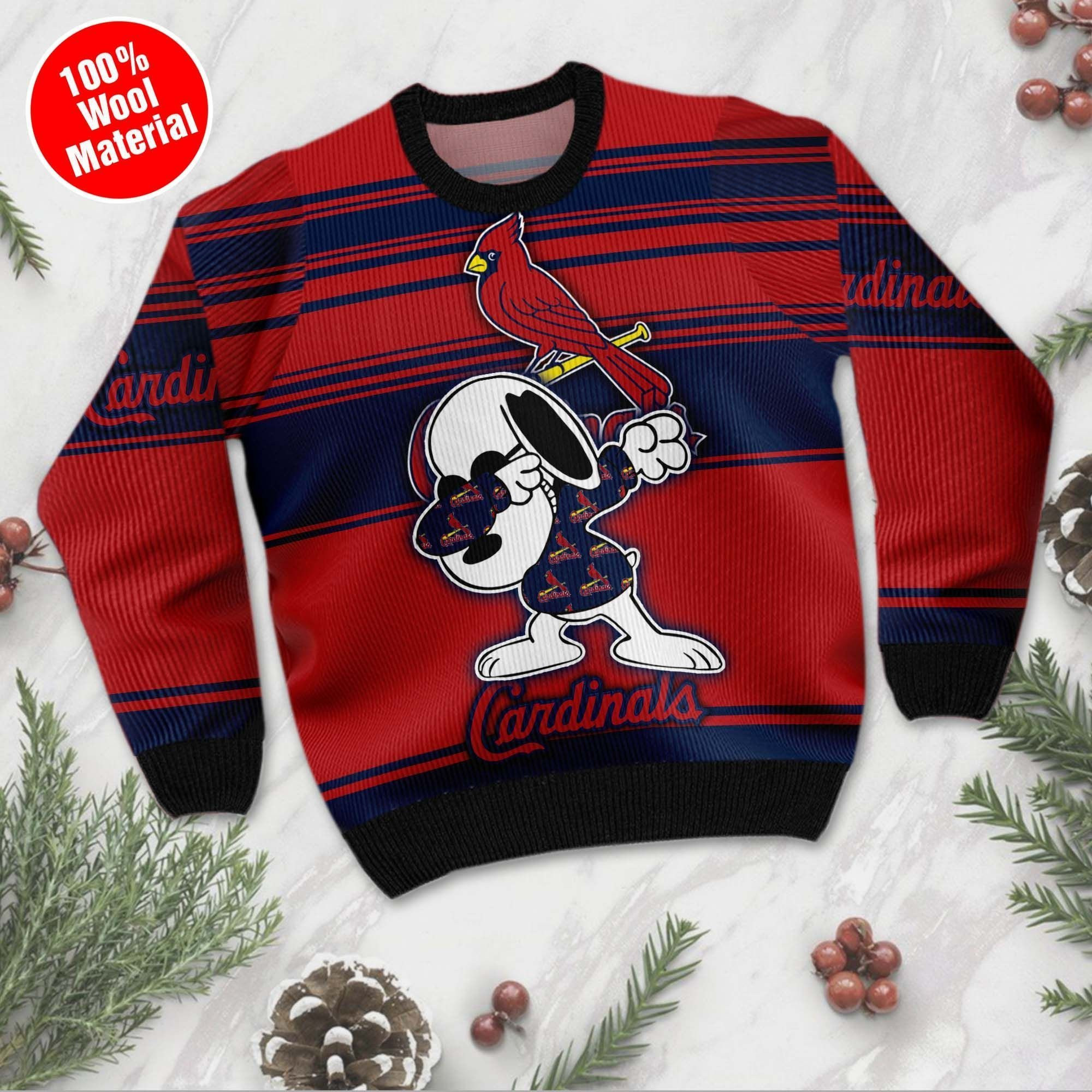 Snoopy Love St Louis Cardinals For Baseball - Mlb Fans Ugly Christmas Sweater Adult 3D Funny Matching for family - Image 2